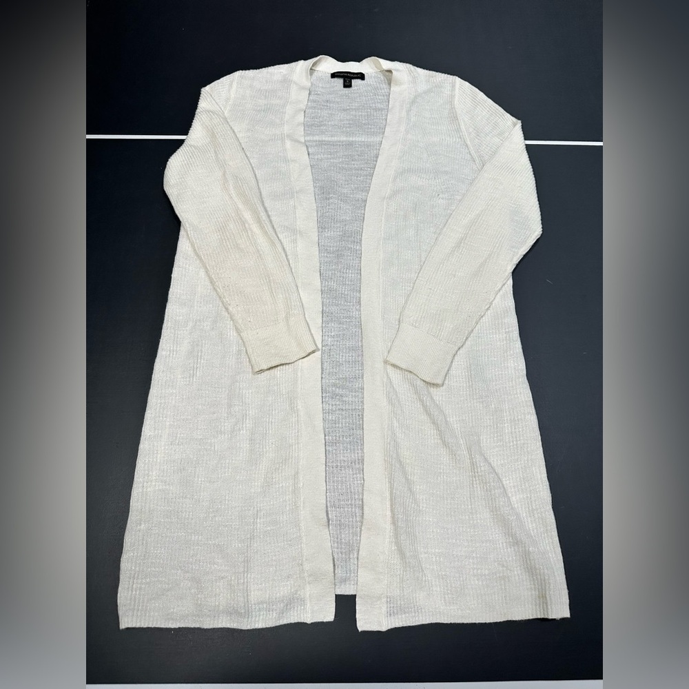 Banana Republic Open-Front White Women's Cardigan Sweater Linen Blend
